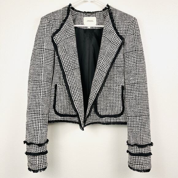 Dorothee Schumacher Houndstooth Black & White Tweed Blazer Jacket Sz 5/US 10 - Picture 3 of 9